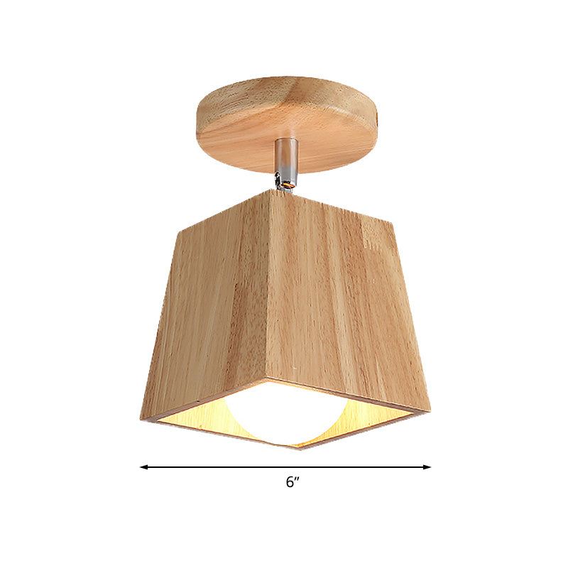 Rotatable Squared Wood Ceiling Mounted Fixture Modern 1 Light Foyer Semi Flush Light Fixture Clearhalo 'Ceiling Lights' 'Close To Ceiling Lights' 'Close to ceiling' 'Semi-flushmount' Lighting' 765333