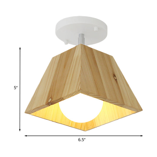 Contemporary Trapezoid Semi Flush Pendant Light 1/2/3-Head Wooden Ceiling Light Fixture in White Finish Clearhalo 'Ceiling Lights' 'Close To Ceiling Lights' 'Close to ceiling' 'Semi-flushmount' Lighting' 765353