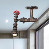 Steampunk Semi-Flush Mount Metal 1 Light Pipe Semi Flush Mount Light for Indoor Clearhalo 'Ceiling Lights' 'Close To Ceiling Lights' 'Close to ceiling' Lighting' 765381