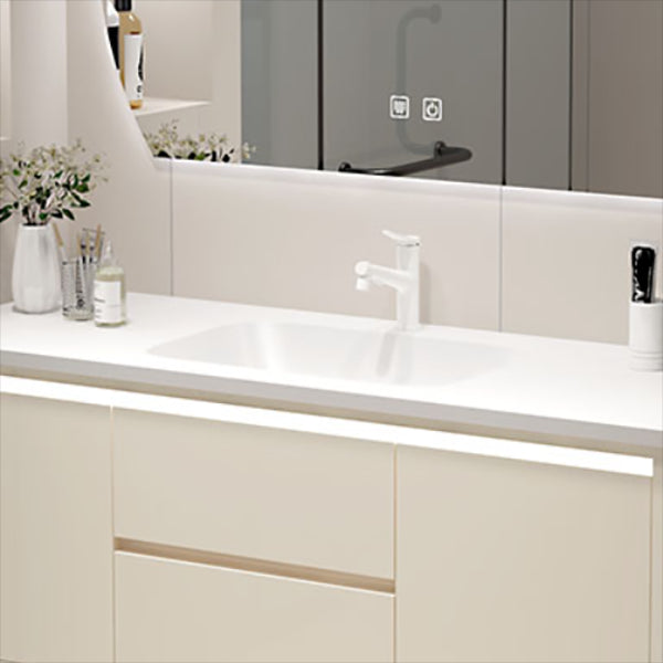 Wall Mount Wood Sink Vanity Modern Bathroom Vanity Set with Mirror Clearhalo 'Bathroom Remodel & Bathroom Fixtures' 'Bathroom Vanities' 'bathroom_vanities' 'Home Improvement' 'home_improvement' 'home_improvement_bathroom_vanities' 7667265