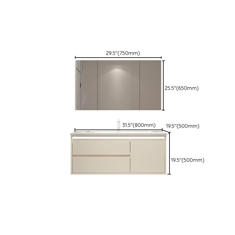 Wall Mount Wood Sink Vanity Modern Bathroom Vanity Set with Mirror Clearhalo 'Bathroom Remodel & Bathroom Fixtures' 'Bathroom Vanities' 'bathroom_vanities' 'Home Improvement' 'home_improvement' 'home_improvement_bathroom_vanities' 7667267