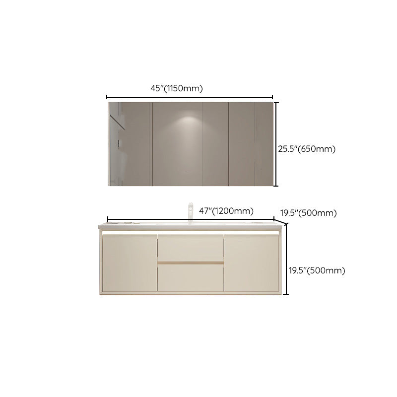 Wall Mount Wood Sink Vanity Modern Bathroom Vanity Set with Mirror Clearhalo 'Bathroom Remodel & Bathroom Fixtures' 'Bathroom Vanities' 'bathroom_vanities' 'Home Improvement' 'home_improvement' 'home_improvement_bathroom_vanities' 7667271