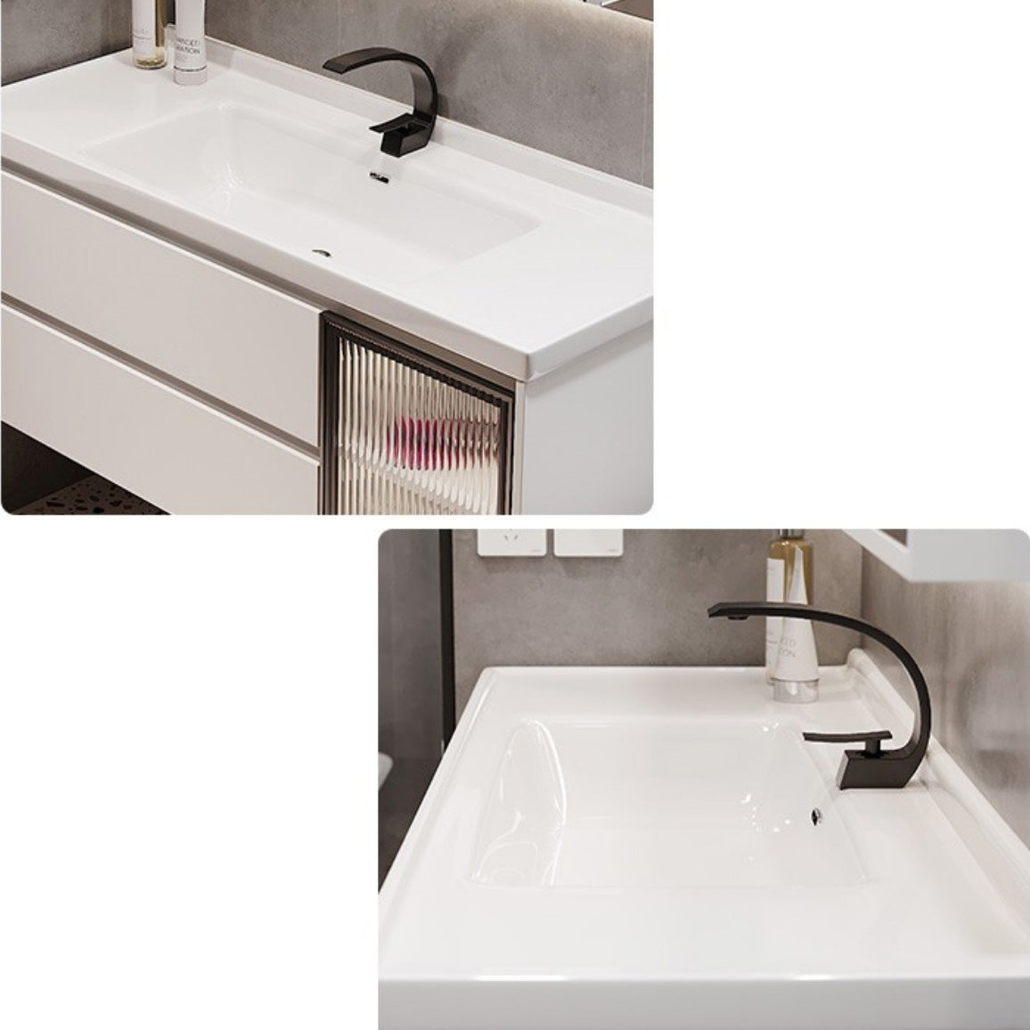 Wood Glam Sink Vanity Freestanding Bathroom Sink Vanity with Mirror Clearhalo 'Bathroom Remodel & Bathroom Fixtures' 'Bathroom Vanities' 'bathroom_vanities' 'Home Improvement' 'home_improvement' 'home_improvement_bathroom_vanities' 7667286