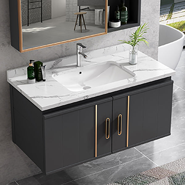 Wall Mount Bathroom Sink Vanity Glam Bathroom Vanity with Mirror Clearhalo 'Bathroom Remodel & Bathroom Fixtures' 'Bathroom Vanities' 'bathroom_vanities' 'Home Improvement' 'home_improvement' 'home_improvement_bathroom_vanities' 7667397