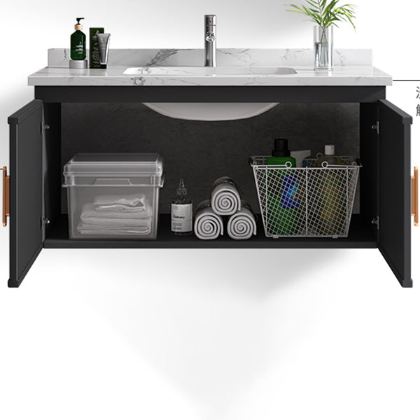 Wall Mount Bathroom Sink Vanity Glam Bathroom Vanity with Mirror Clearhalo 'Bathroom Remodel & Bathroom Fixtures' 'Bathroom Vanities' 'bathroom_vanities' 'Home Improvement' 'home_improvement' 'home_improvement_bathroom_vanities' 7667402