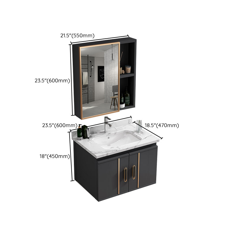 Wall Mount Bathroom Sink Vanity Glam Bathroom Vanity with Mirror Clearhalo 'Bathroom Remodel & Bathroom Fixtures' 'Bathroom Vanities' 'bathroom_vanities' 'Home Improvement' 'home_improvement' 'home_improvement_bathroom_vanities' 7667414