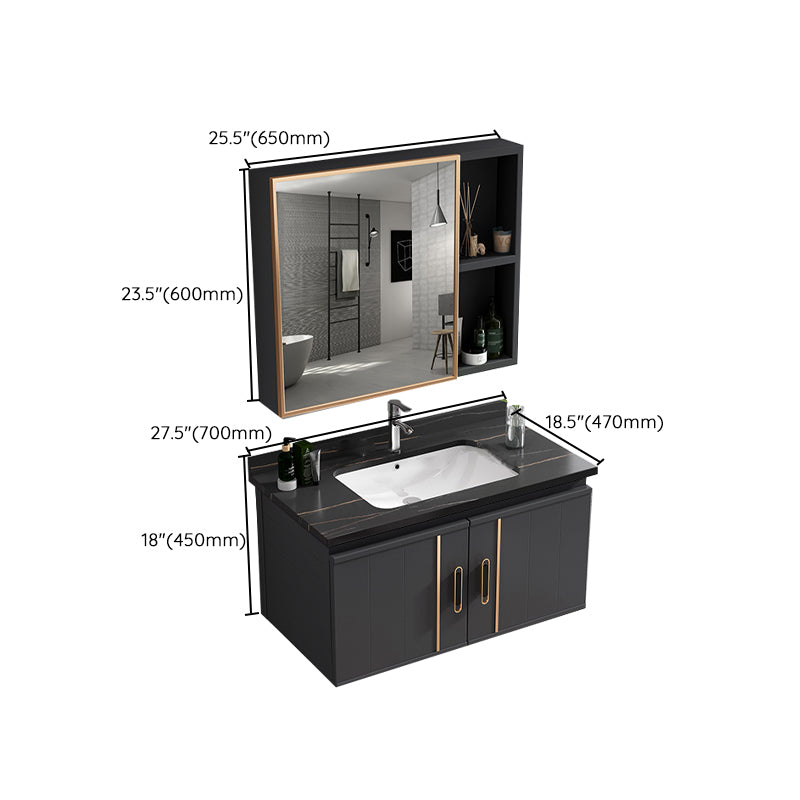 Wall Mount Bathroom Sink Vanity Glam Bathroom Vanity with Mirror Clearhalo 'Bathroom Remodel & Bathroom Fixtures' 'Bathroom Vanities' 'bathroom_vanities' 'Home Improvement' 'home_improvement' 'home_improvement_bathroom_vanities' 7667417