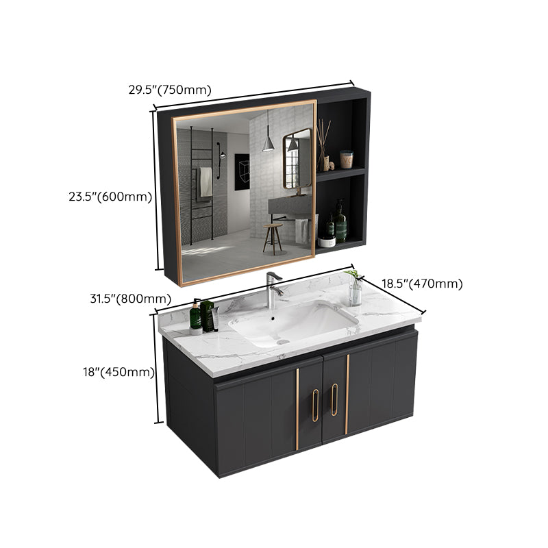 Wall Mount Bathroom Sink Vanity Glam Bathroom Vanity with Mirror Clearhalo 'Bathroom Remodel & Bathroom Fixtures' 'Bathroom Vanities' 'bathroom_vanities' 'Home Improvement' 'home_improvement' 'home_improvement_bathroom_vanities' 7667418