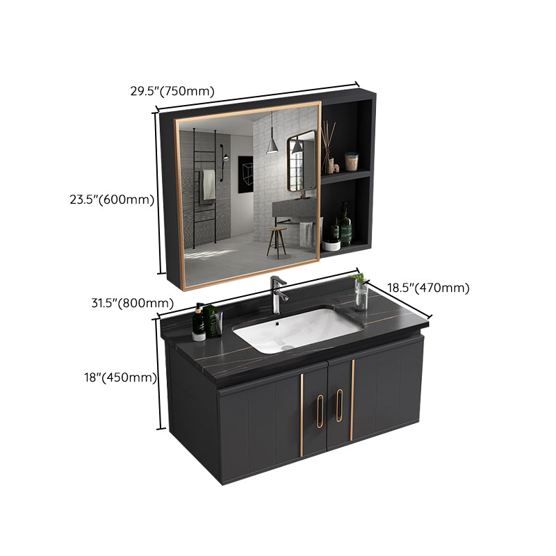 Wall Mount Bathroom Sink Vanity Glam Bathroom Vanity with Mirror Clearhalo 'Bathroom Remodel & Bathroom Fixtures' 'Bathroom Vanities' 'bathroom_vanities' 'Home Improvement' 'home_improvement' 'home_improvement_bathroom_vanities' 7667419