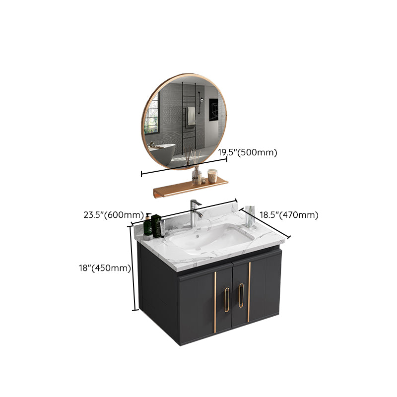 Wall Mount Bathroom Sink Vanity Glam Bathroom Vanity with Mirror Clearhalo 'Bathroom Remodel & Bathroom Fixtures' 'Bathroom Vanities' 'bathroom_vanities' 'Home Improvement' 'home_improvement' 'home_improvement_bathroom_vanities' 7667420