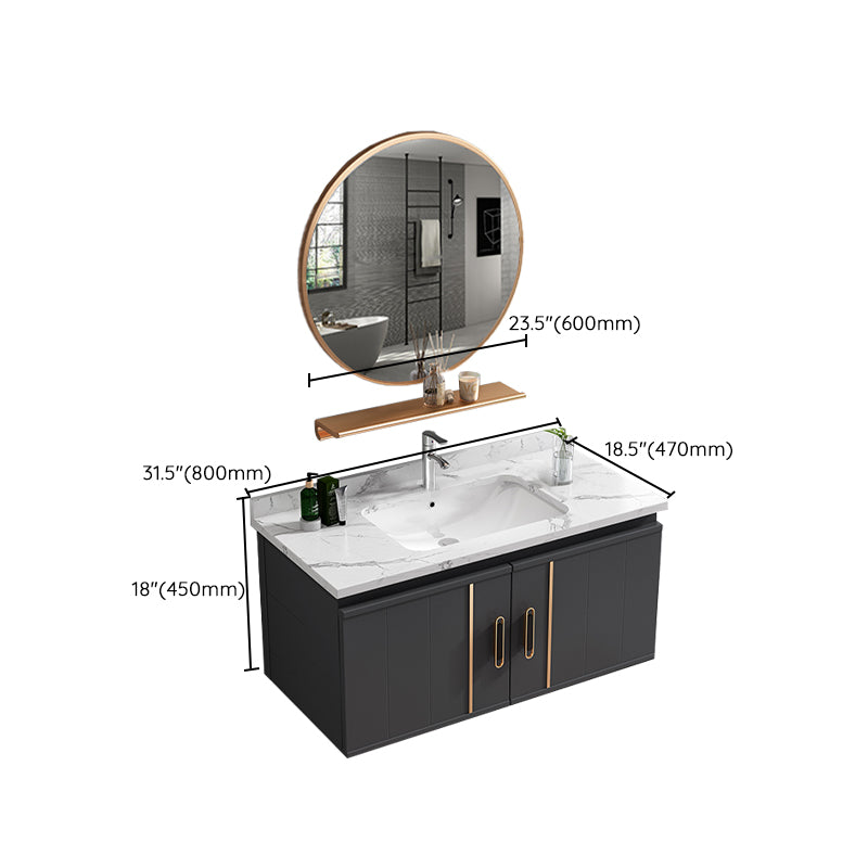 Wall Mount Bathroom Sink Vanity Glam Bathroom Vanity with Mirror Clearhalo 'Bathroom Remodel & Bathroom Fixtures' 'Bathroom Vanities' 'bathroom_vanities' 'Home Improvement' 'home_improvement' 'home_improvement_bathroom_vanities' 7667424