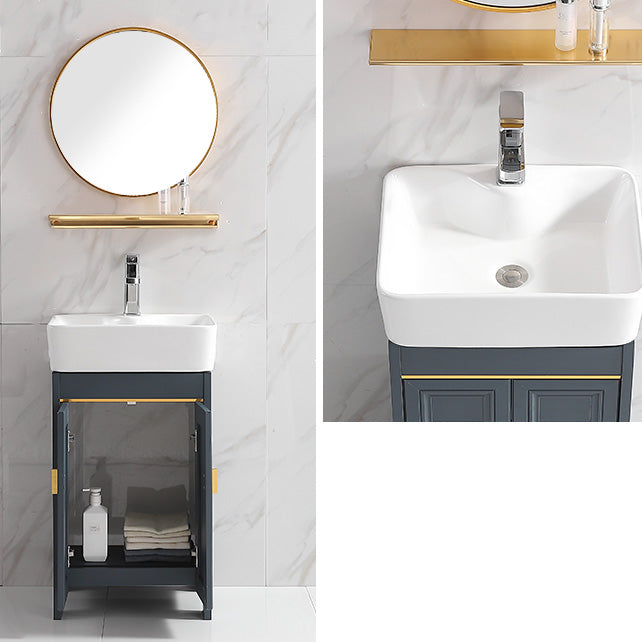 Glam Metal Sink Vanity Freestanding Single-Sink Bathroom Sink Vanity Clearhalo 'Bathroom Remodel & Bathroom Fixtures' 'Bathroom Vanities' 'bathroom_vanities' 'Home Improvement' 'home_improvement' 'home_improvement_bathroom_vanities' 7667430