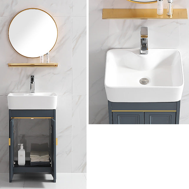 Glam Metal Sink Vanity Freestanding Single-Sink Bathroom Sink Vanity Clearhalo 'Bathroom Remodel & Bathroom Fixtures' 'Bathroom Vanities' 'bathroom_vanities' 'Home Improvement' 'home_improvement' 'home_improvement_bathroom_vanities' 7667439