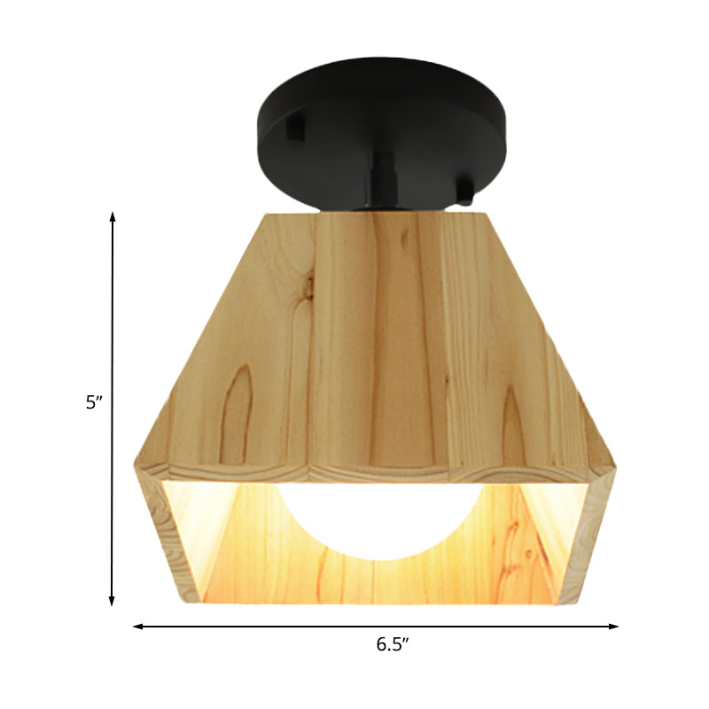 Wooden Trapezoid Semi Mount Lighting Modern Style 1/2/3-Light Bedroom Ceiling Light Fixture Clearhalo 'Ceiling Lights' 'Close To Ceiling Lights' 'Close to ceiling' 'Semi-flushmount' Lighting' 767185