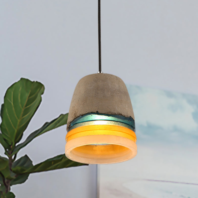 Industrial Bucket Pendant Light 1 Head Cement and Resin Hanging Ceiling Lamp in Grey for Restaurant Grey Clearhalo 'Ceiling Lights' 'Modern Pendants' 'Modern' 'Pendant Lights' 'Pendants' Lighting' 767308