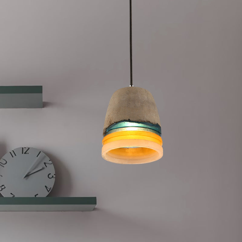 Industrial Bucket Pendant Light 1 Head Cement and Resin Hanging Ceiling Lamp in Grey for Restaurant Clearhalo 'Ceiling Lights' 'Modern Pendants' 'Modern' 'Pendant Lights' 'Pendants' Lighting' 767309