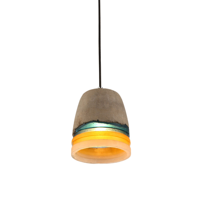 Industrial Bucket Pendant Light 1 Head Cement and Resin Hanging Ceiling Lamp in Grey for Restaurant Clearhalo 'Ceiling Lights' 'Modern Pendants' 'Modern' 'Pendant Lights' 'Pendants' Lighting' 767311