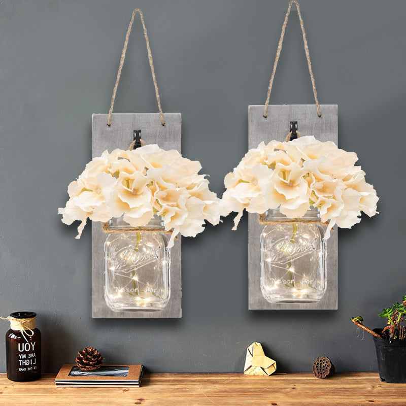 2 Pack White Flower Hanging Wall Light Clear Glass Shade String Light for Hallway White Clearhalo 'Wall Lamps & Sconces' 'Wall Lights' Lighting' 767439