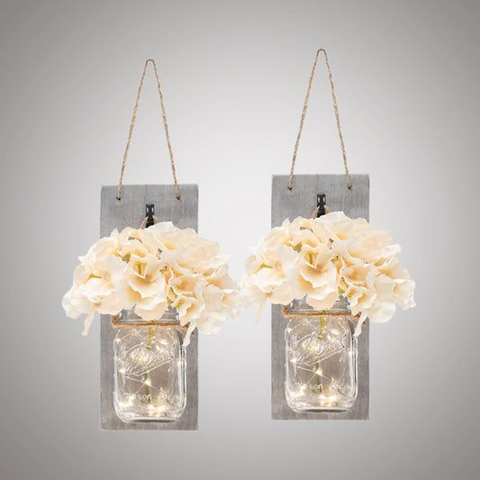 2 Pack White Flower Hanging Wall Light Clear Glass Shade String Light for Hallway Clearhalo 'Wall Lamps & Sconces' 'Wall Lights' Lighting' 767442