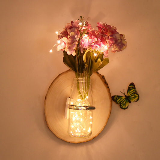 Multicolored Floral Wall String Light Rustic Clear Glass Shade Twinkle Light for Cafe Clearhalo 'Wall Lamps & Sconces' 'Wall Lights' Lighting' 767446