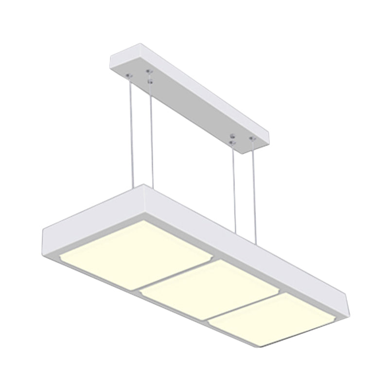 Rectangular Island Lamp Modern Metal 3/4/5 Lights Black/White Office Hanging Light in Warm/White Clearhalo 'Ceiling Lights' 'Island Lights' Lighting' 767628