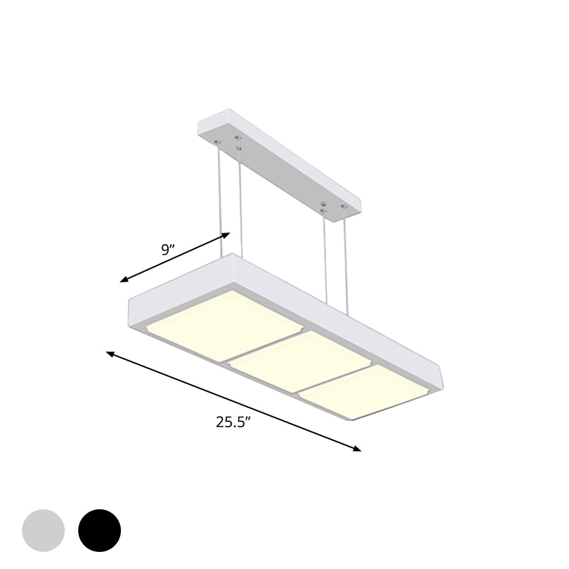 Rectangular Island Lamp Modern Metal 3/4/5 Lights Black/White Office Hanging Light in Warm/White Clearhalo 'Ceiling Lights' 'Island Lights' Lighting' 767631