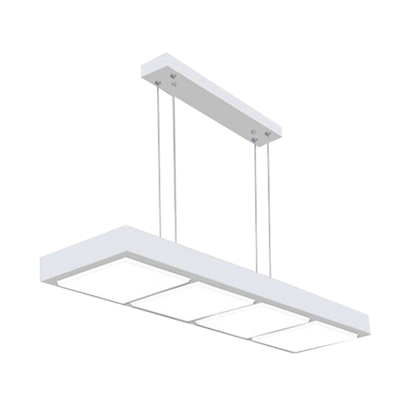 Rectangular Island Lamp Modern Metal 3/4/5 Lights Black/White Office Hanging Light in Warm/White Clearhalo 'Ceiling Lights' 'Island Lights' Lighting' 767634