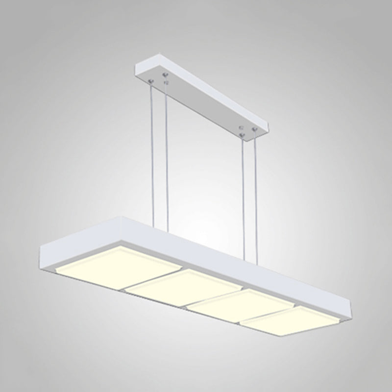 Rectangular Island Lamp Modern Metal 3/4/5 Lights Black/White Office Hanging Light in Warm/White Clearhalo 'Ceiling Lights' 'Island Lights' Lighting' 767635