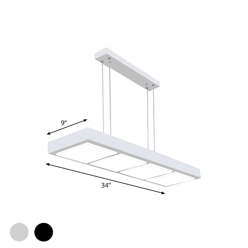 Rectangular Island Lamp Modern Metal 3/4/5 Lights Black/White Office Hanging Light in Warm/White Clearhalo 'Ceiling Lights' 'Island Lights' Lighting' 767636