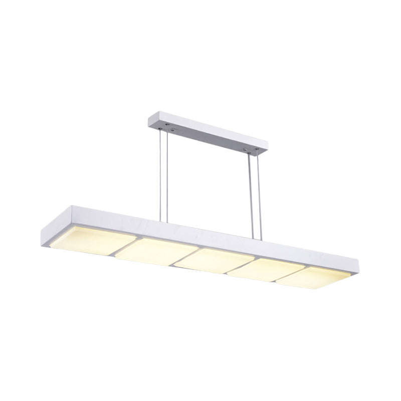 Rectangular Island Lamp Modern Metal 3/4/5 Lights Black/White Office Hanging Light in Warm/White Clearhalo 'Ceiling Lights' 'Island Lights' Lighting' 767639