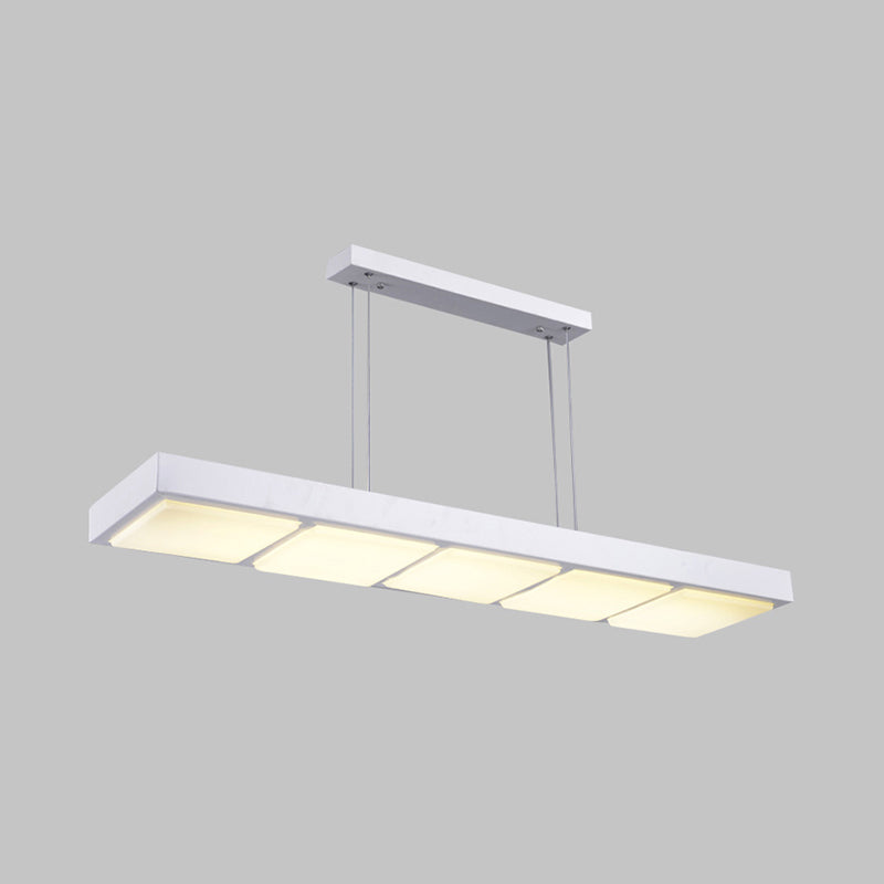 Rectangular Island Lamp Modern Metal 3/4/5 Lights Black/White Office Hanging Light in Warm/White Clearhalo 'Ceiling Lights' 'Island Lights' Lighting' 767640