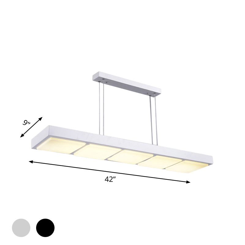 Rectangular Island Lamp Modern Metal 3/4/5 Lights Black/White Office Hanging Light in Warm/White Clearhalo 'Ceiling Lights' 'Island Lights' Lighting' 767641