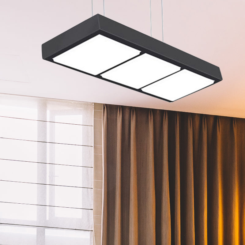 Rectangular Island Lamp Modern Metal 3/4/5 Lights Black/White Office Hanging Light in Warm/White Clearhalo 'Ceiling Lights' 'Island Lights' Lighting' 767643