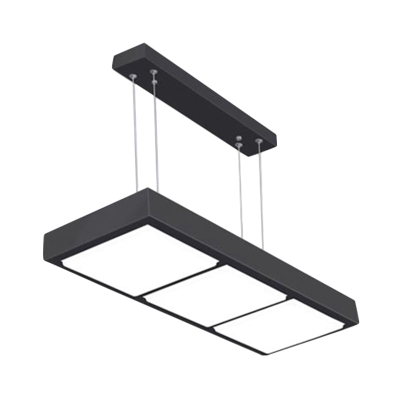 Rectangular Island Lamp Modern Metal 3/4/5 Lights Black/White Office Hanging Light in Warm/White Clearhalo 'Ceiling Lights' 'Island Lights' Lighting' 767645