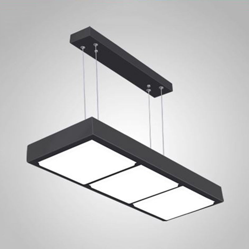 Rectangular Island Lamp Modern Metal 3/4/5 Lights Black/White Office Hanging Light in Warm/White Clearhalo 'Ceiling Lights' 'Island Lights' Lighting' 767646