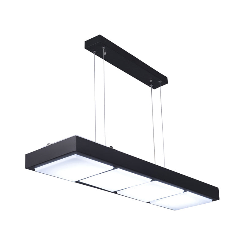 Rectangular Island Lamp Modern Metal 3/4/5 Lights Black/White Office Hanging Light in Warm/White Clearhalo 'Ceiling Lights' 'Island Lights' Lighting' 767649