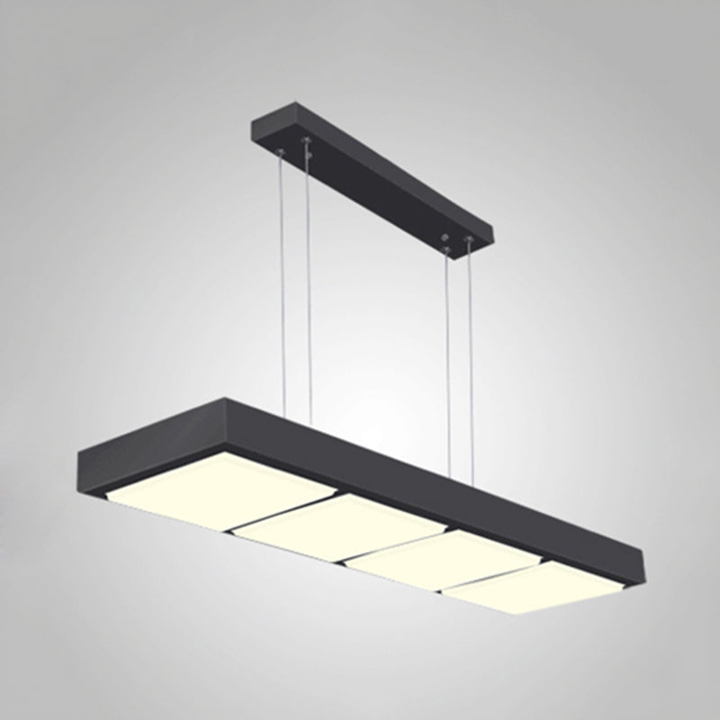 Rectangular Island Lamp Modern Metal 3/4/5 Lights Black/White Office Hanging Light in Warm/White Clearhalo 'Ceiling Lights' 'Island Lights' Lighting' 767650