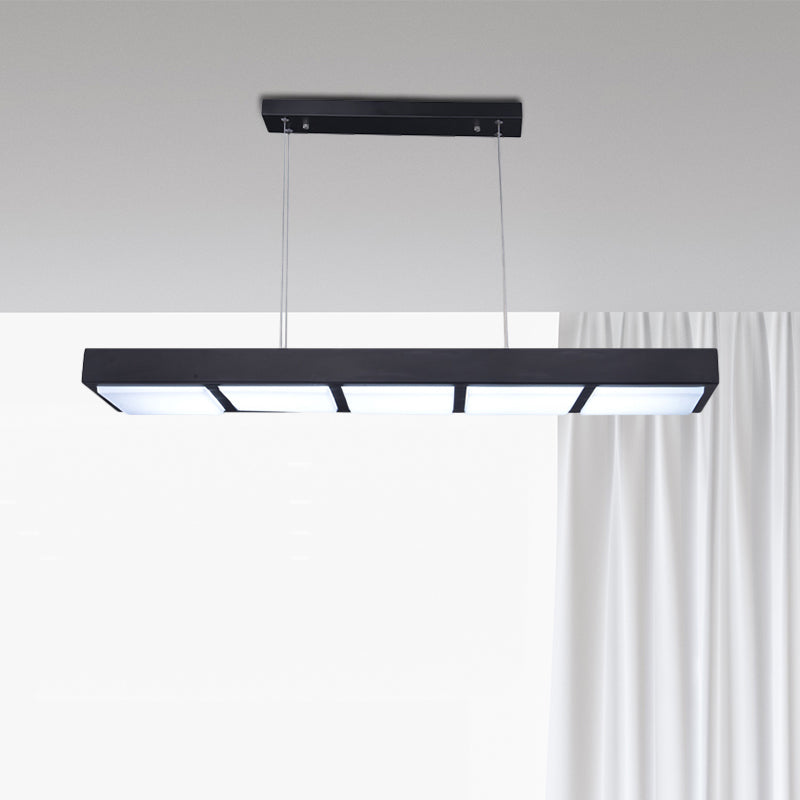 Rectangular Island Lamp Modern Metal 3/4/5 Lights Black/White Office Hanging Light in Warm/White Clearhalo 'Ceiling Lights' 'Island Lights' Lighting' 767652