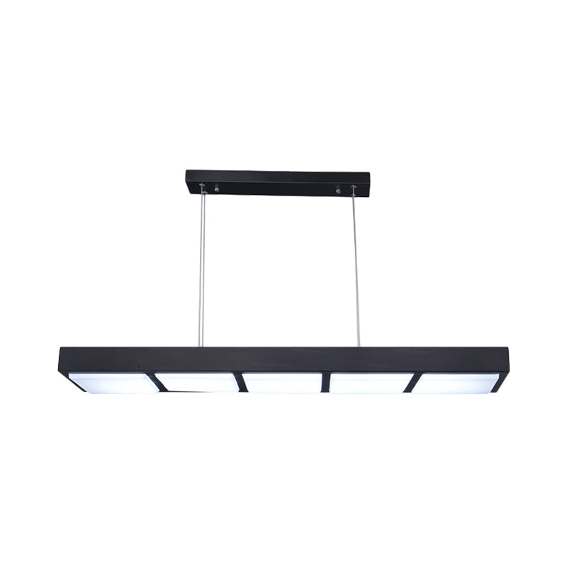 Rectangular Island Lamp Modern Metal 3/4/5 Lights Black/White Office Hanging Light in Warm/White Clearhalo 'Ceiling Lights' 'Island Lights' Lighting' 767653