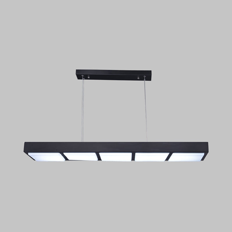 Rectangular Island Lamp Modern Metal 3/4/5 Lights Black/White Office Hanging Light in Warm/White Clearhalo 'Ceiling Lights' 'Island Lights' Lighting' 767654