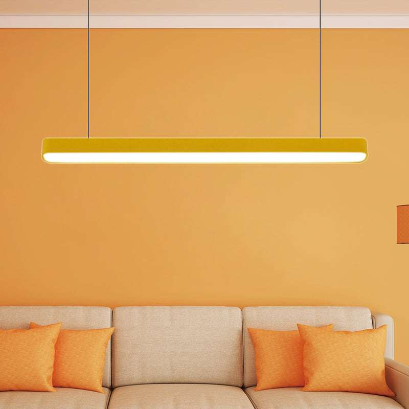 Tubular Hanging Lamp Contemporary Metal Led Red/Blue/Yellow Ceiling Pendant Light for Dining Room Yellow Clearhalo 'Ceiling Lights' 'Modern Pendants' 'Modern' 'Pendant Lights' 'Pendants' Lighting' 767680