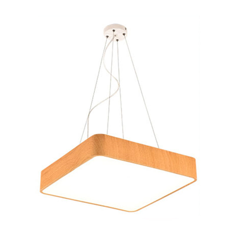 12"/16"/19.5" Wide Wooden Square Suspension Lighting Modern Led Beige Hanging Pendant Lamp Kit in White/Warm/Natural Light Clearhalo 'Ceiling Lights' 'Modern Pendants' 'Modern' 'Pendant Lights' 'Pendants' Lighting' 767690