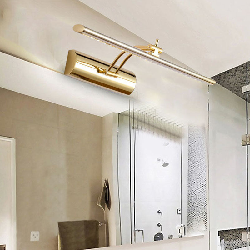 16"/21.5" Wide Linear Wall Mounted Lamp Modernism Metal LED Bathroom Vanity Wall Sconce in Gold Finish Gold Clearhalo 'Modern wall lights' 'Modern' 'Vanity Lights' 'Wall Lights' Lighting' 767698