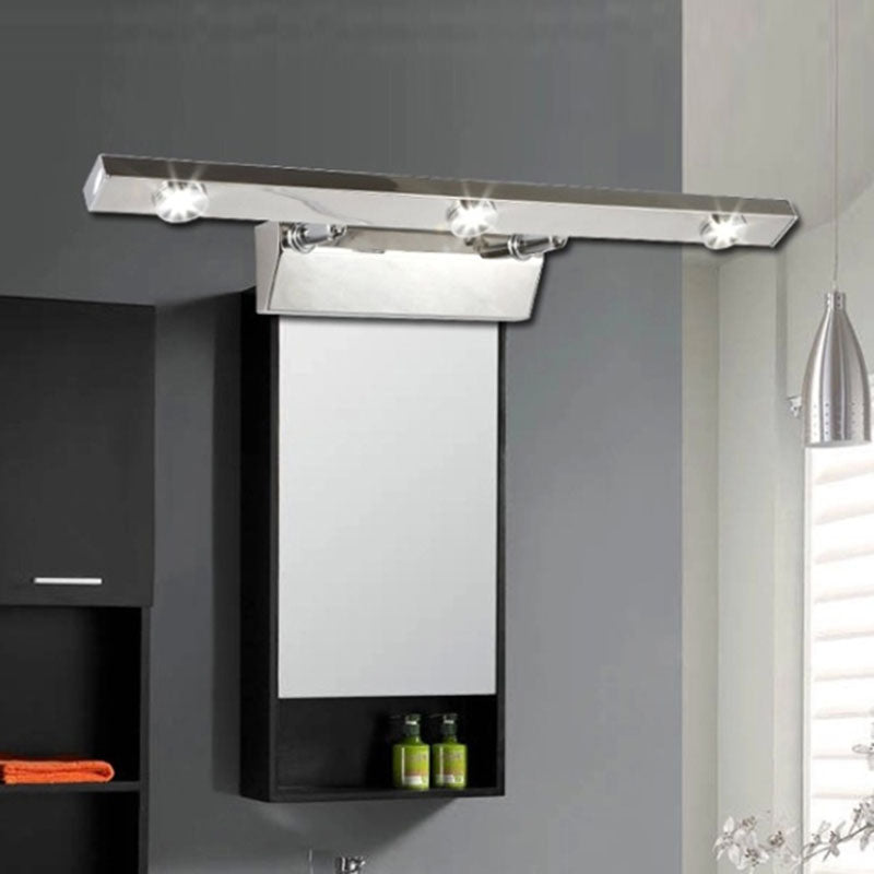 LED Bathroom Vanity Lamp with Linear Stainless Steel Shade Chrome Wall Light Fixture, Warm/White Light Chrome Clearhalo 'Modern wall lights' 'Modern' 'Vanity Lights' 'Wall Lights' Lighting' 767703