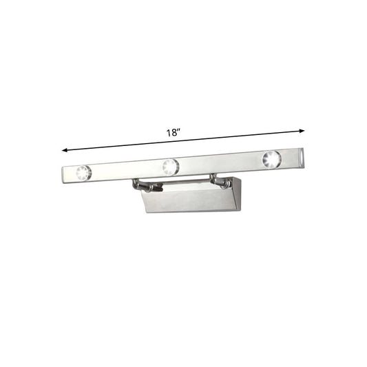 LED Bathroom Vanity Lamp with Linear Stainless Steel Shade Chrome Wall Light Fixture, Warm/White Light Clearhalo 'Modern wall lights' 'Modern' 'Vanity Lights' 'Wall Lights' Lighting' 767707