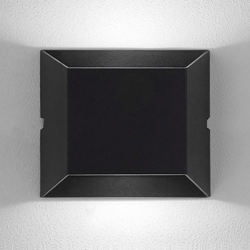 Squared Shade Wall Lighting Simple Style Metallic LED Balcony Wall Sconce Lamp in Matte Black, Warm/White Lighting Clearhalo 'Cast Iron' 'Glass' 'Industrial' 'Modern wall lights' 'Modern' 'Tiffany' 'Traditional wall lights' 'Wall Lamps & Sconces' 'Wall Lights' Lighting' 767726