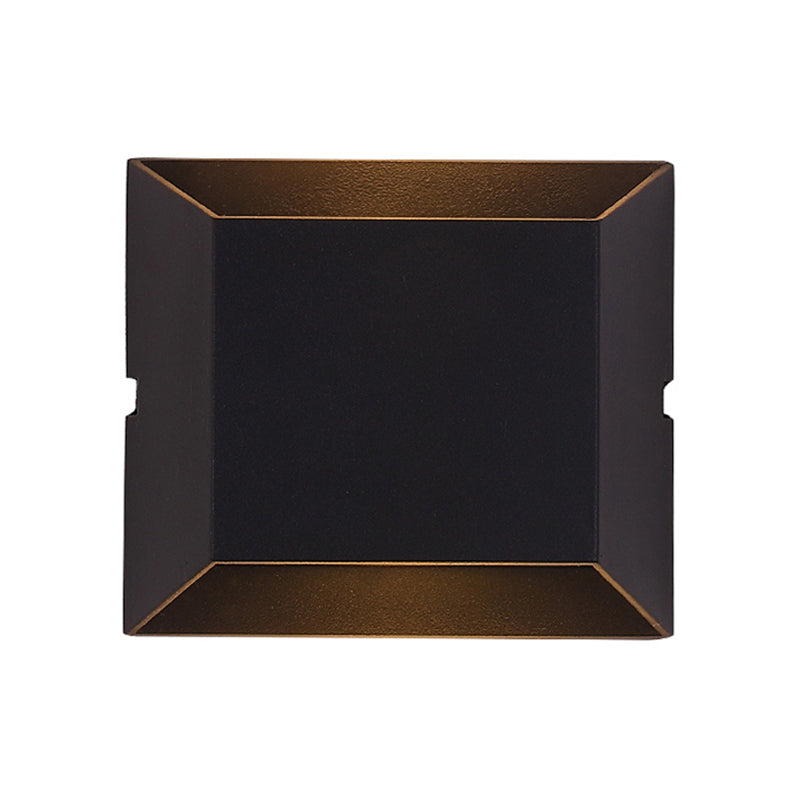 Squared Shade Wall Lighting Simple Style Metallic LED Balcony Wall Sconce Lamp in Matte Black, Warm/White Lighting Clearhalo 'Cast Iron' 'Glass' 'Industrial' 'Modern wall lights' 'Modern' 'Tiffany' 'Traditional wall lights' 'Wall Lamps & Sconces' 'Wall Lights' Lighting' 767728