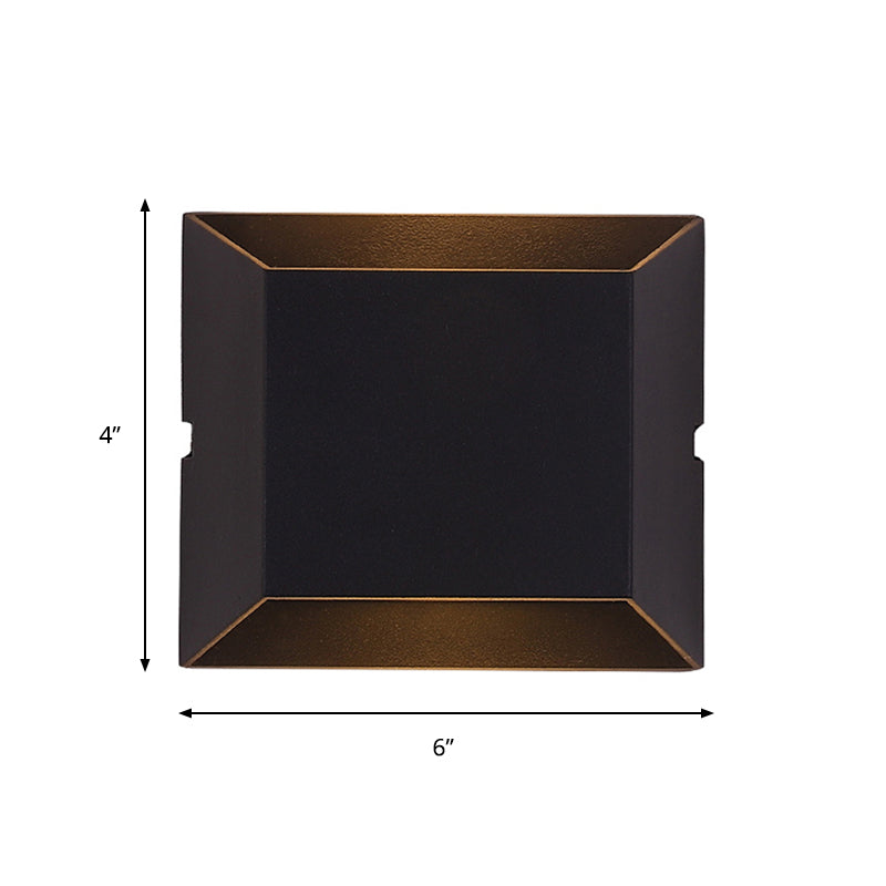 Squared Shade Wall Lighting Simple Style Metallic LED Balcony Wall Sconce Lamp in Matte Black, Warm/White Lighting Clearhalo 'Cast Iron' 'Glass' 'Industrial' 'Modern wall lights' 'Modern' 'Tiffany' 'Traditional wall lights' 'Wall Lamps & Sconces' 'Wall Lights' Lighting' 767729
