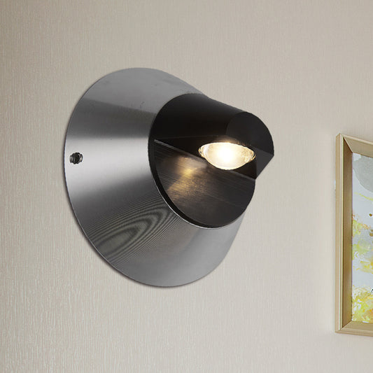 Contemporary Round Wall Lighting Aluminum Warm/White Light 1 Light Corridor Sconce Lighting Fixture in Black Black Clearhalo 'Cast Iron' 'Glass' 'Industrial' 'Modern wall lights' 'Modern' 'Tiffany' 'Traditional wall lights' 'Wall Lamps & Sconces' 'Wall Lights' Lighting' 767743