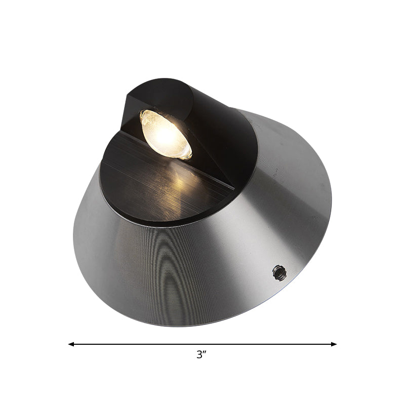 Contemporary Round Wall Lighting Aluminum Warm/White Light 1 Light Corridor Sconce Lighting Fixture in Black Clearhalo 'Cast Iron' 'Glass' 'Industrial' 'Modern wall lights' 'Modern' 'Tiffany' 'Traditional wall lights' 'Wall Lamps & Sconces' 'Wall Lights' Lighting' 767747